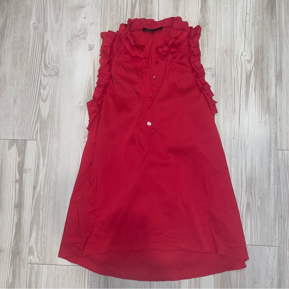 Red Ruffled Sleeveless Top - Picture 2 of 8